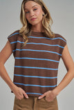 New Perspective Sweater Top: Chocolate/ Blue