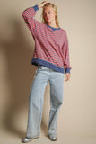 Serene Stripe Pullover: Navy/Coral