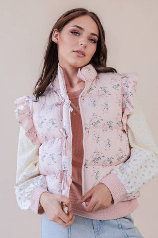 Frolicking Fancy Puffer Vest: Dust Pink