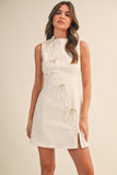 Twill & Thrill Mini Dress: Cream