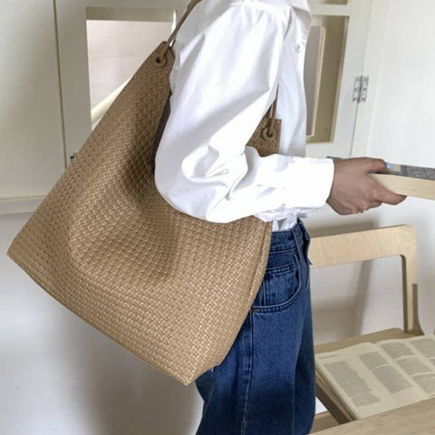 Twine and Tweed Shoulder Bag: Tan