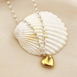 Princess Pearl Heart Necklace: Gold