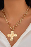 RESTOCKED* Hammered Cross Necklace: Gold