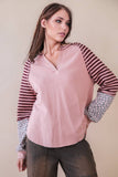 Flutter Floral Striped Pullover: Mauve