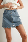 Sweet Scallop Denim Skirt: Mediumwash