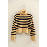 Maple Morning Striped Sweater: Taupe/Black