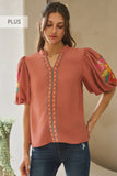 Wildflower Prairie Top PLUS: Coral Rose
