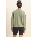 Cozy Cottage V-Neck Sweatshirt: Green