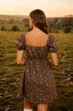 Rustic Rose Mini Dress: Mocha