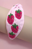Beaded Strawberry Headband: Pink