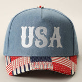 USA Patchwork Trucker Hat: Denim