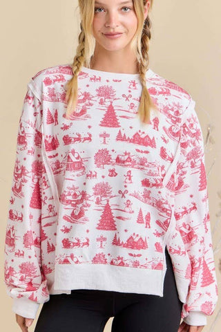 Holiday Toile Sweatshirt: Red