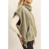 Sassy Sherpa Vest: Olive