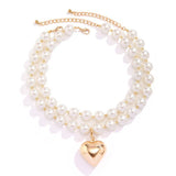 Chunky Pearl Heart Necklace: Gold