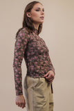Sheer Shadows Mesh Top: Black/Floral