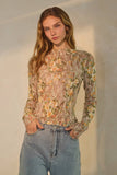 Sunlit Petals Lace Top: Taupe Multi