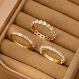 Triple Crystal Ring Set: Gold