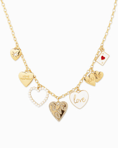 Love Heart Charm Necklace: Gold