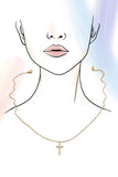 Sweet Magnolia Cross Necklace: Silver