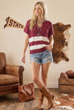 Varsity Sweater Top: Orange/White