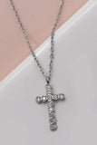 Sweet Magnolia Cross Necklace: Silver