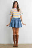 Sweet Stripes Knit Top : Ivory/Pink