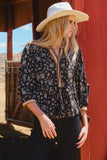 Ditsy Acorn Top PLUS: Black Multi