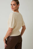 Braided Beauty Knit Top: Camel