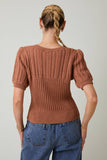 Braided Beauty Knit Top: Camel