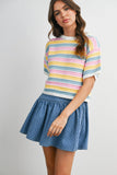Sweet Stripes Knit Top : Ivory/Pink
