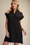 Normalize Scallops Dress: Black