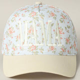 MAMA Embroidered Trucker Hat: Blue/Beige