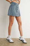 Sweet Scallop Denim Skirt: Mediumwash