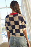 A Checked Choice Top: Navy Cream