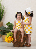 Summer Sunflower Crochet Romper: Ivory Mix