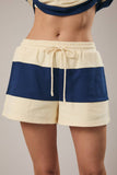 Sail Away Together Shorts: Cream- Navy