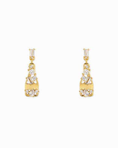 Multi Pave Champagne Party Drop Earrings: Gold