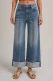 Collins Cuffed Wide Leg Denim: Medium Wash