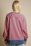 Serene Stripe Pullover: Navy/Coral
