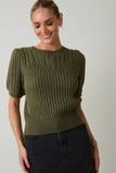 Braided Beauty Knit Top: Camel