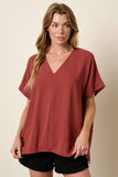 Flowy Haven Top: Red Brown