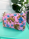Tiger print Cosmetics Bag: purple/blue