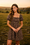 Rustic Rose Mini Dress: Mocha