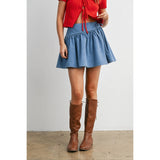 Dotted Doll Mini Skirt: Denim