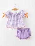 Gingham Ghoul Bloomer Set: Purple Mix
