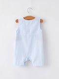 Star Embroidered Smocked Boys’ Romper: Blue