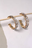 Staggered Rhinestone Hoops: Gold
