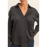 Sassy Satin Long-Sleeve: Black