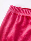 Santa Baby Velvet Pant Set: Pink
