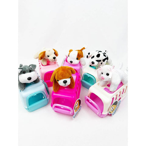 Adorable Plush Puppy Toy with Carrier: MIX COLOR